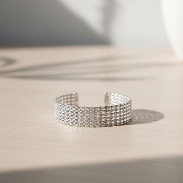 bracelet argent 925 rhodié forme manchette maille chaines pour femme