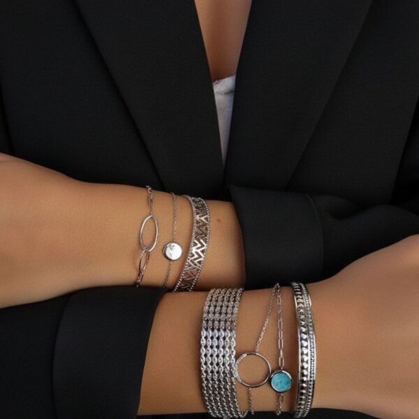 Jonc argent maille chaines