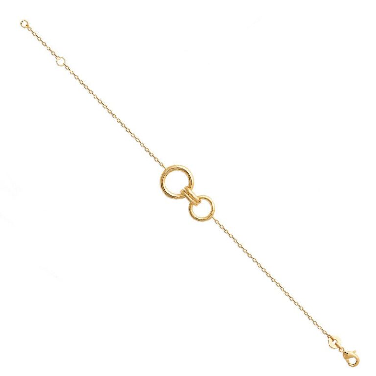 bracelet pour femme en plaqué or 18 carats orné d'un double anneau