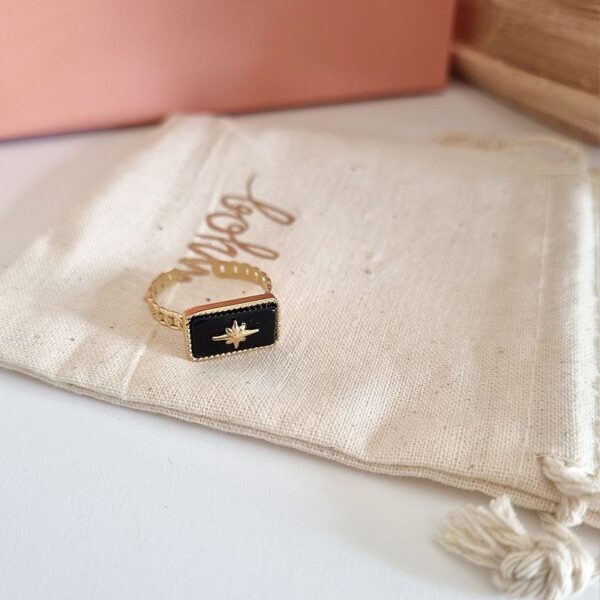 bague rectangle onyx