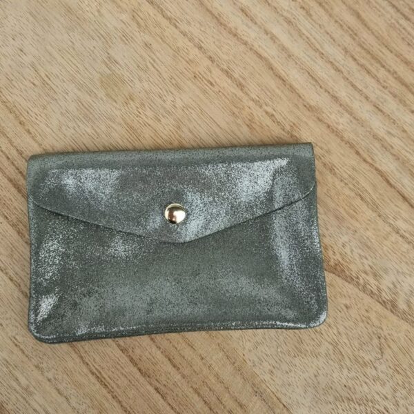 porte monnaie daim pailleté kaki