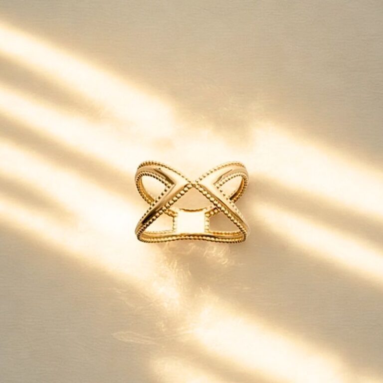 Bague plaqué or croisillon