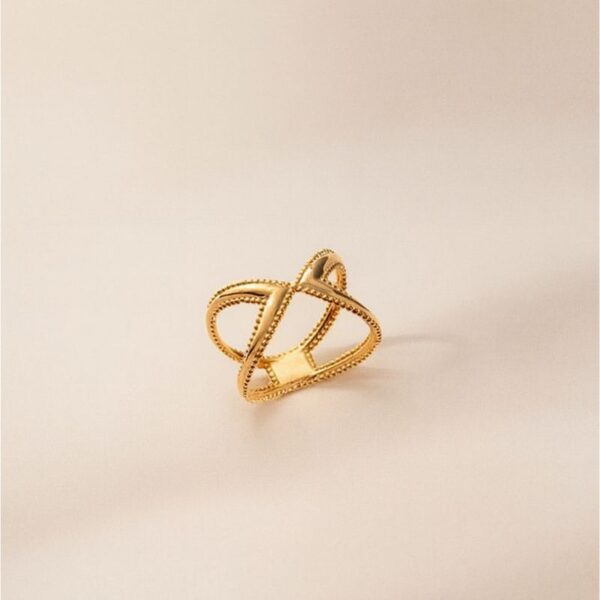 Bague plaqué or croisillon