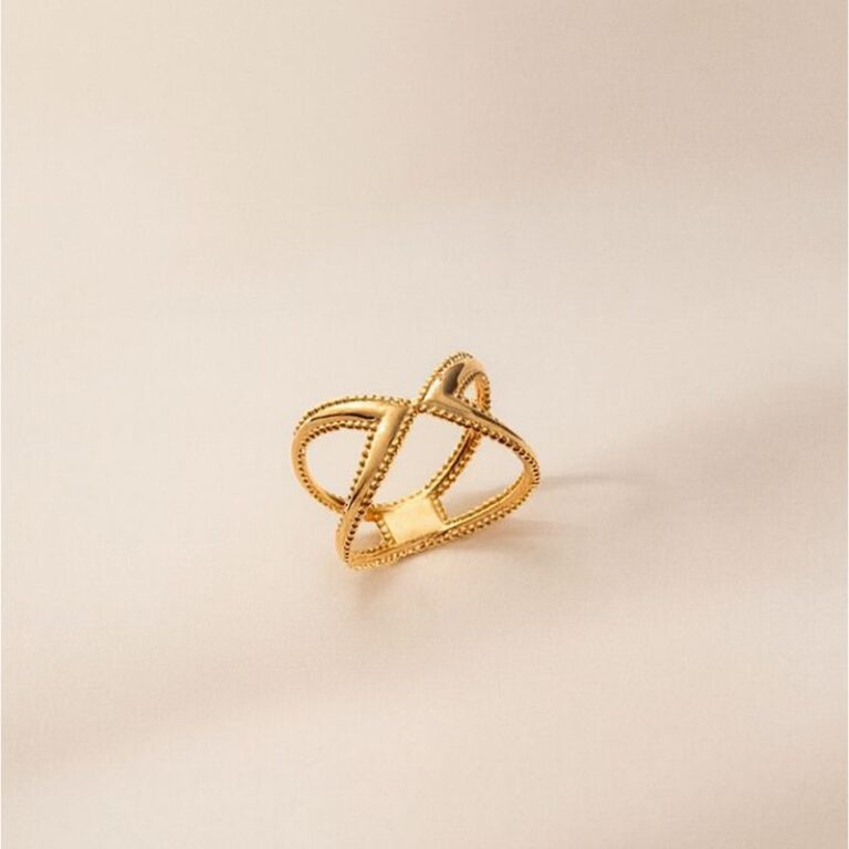 Bague plaqué or croisillon