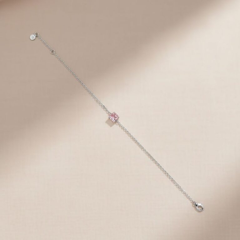 Bracelet argent 925 pierre teintée morganite