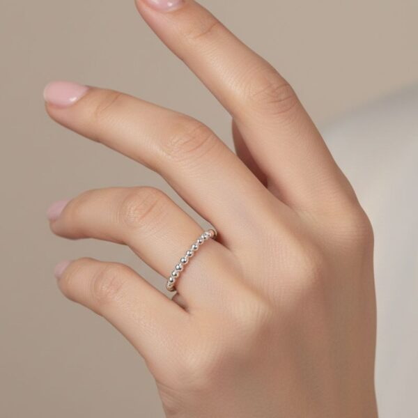 Bague fine maille boule argent 925