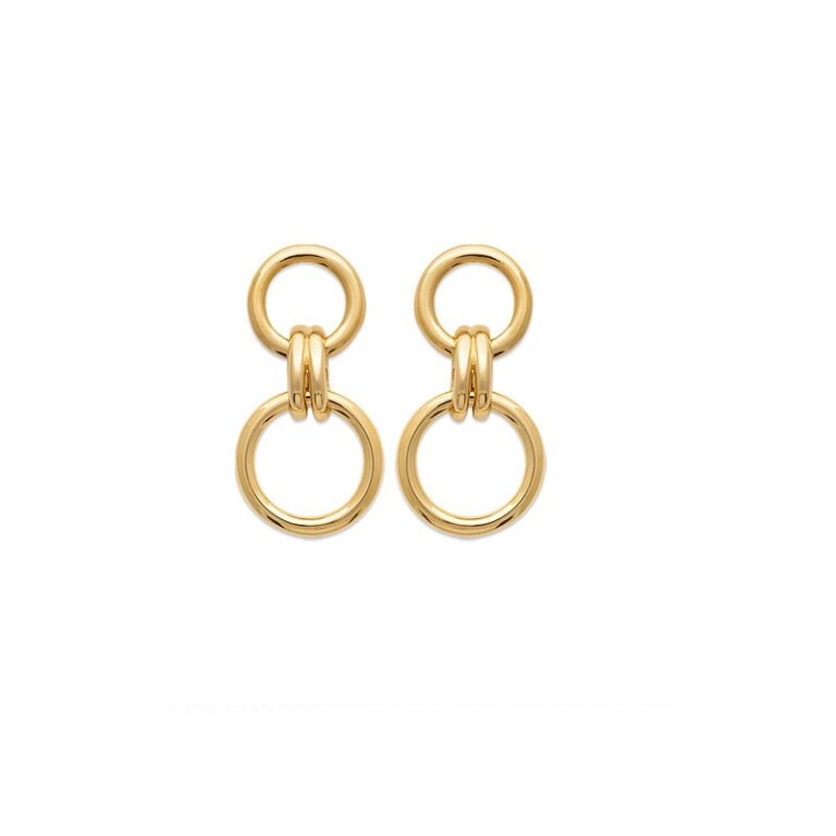 boucles d'oreilles en plaqué or 18 carats double maillon bijou intemporel