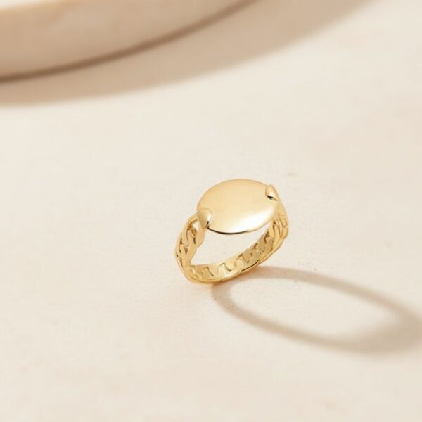 bague pour femme en plaqué or 18 carats maille anglaise style chevalière