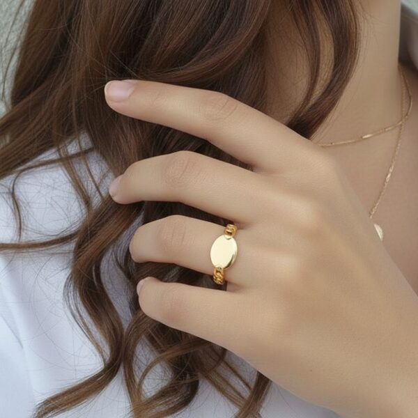 bague pour femme en plaqué or 18 carats maille anglaise style chevalière