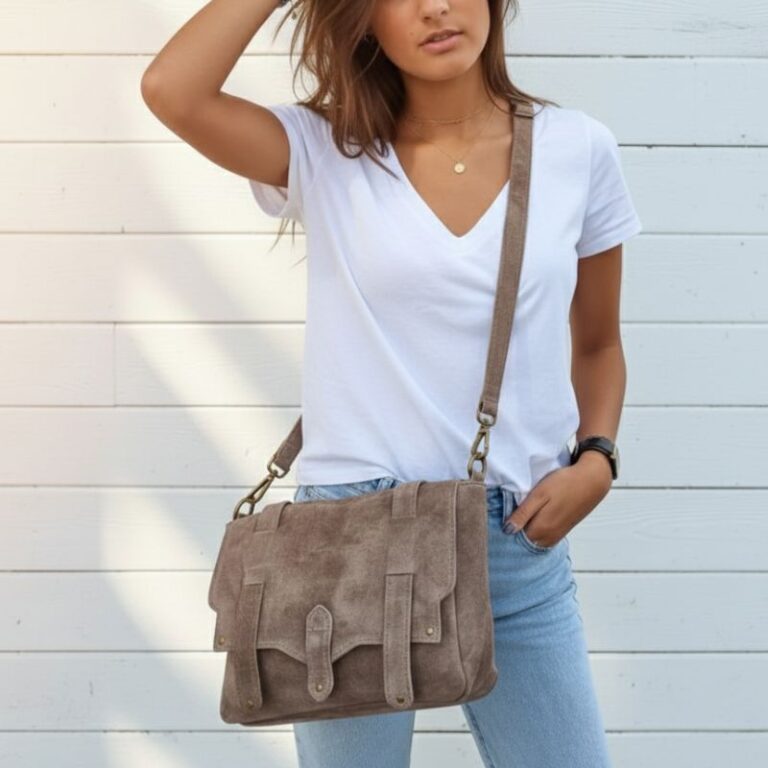 Sac Bandoulière Messenger Taupe