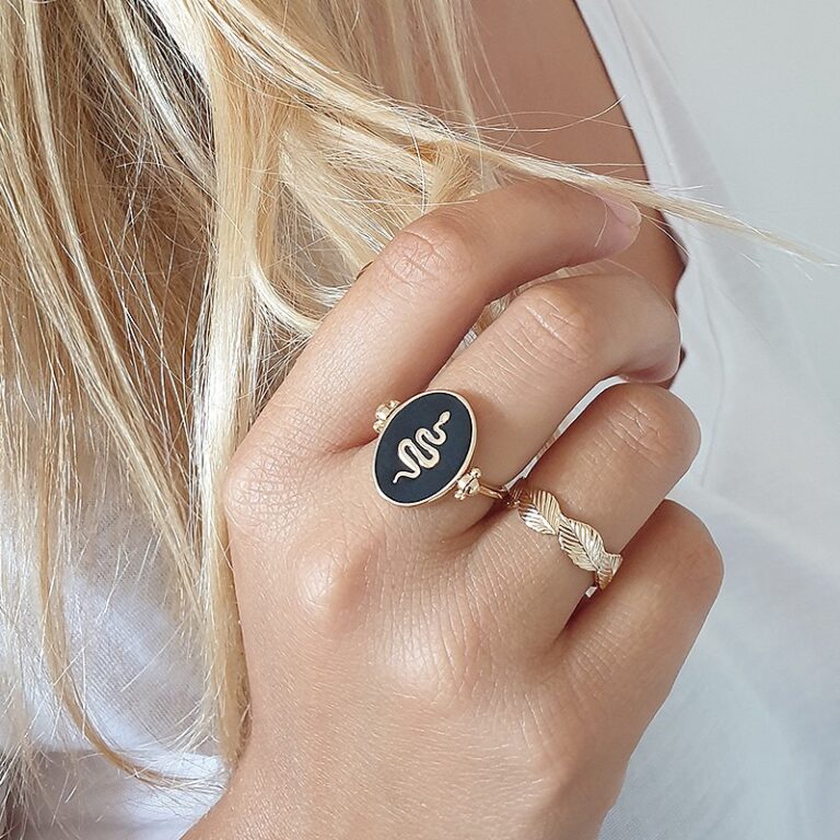 bague plaqué or 18 carats pour femme motif feuille torsadée