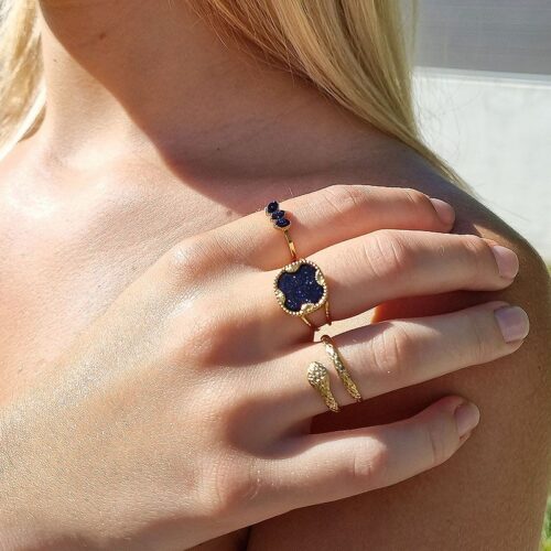 bague pierre de sable bleu