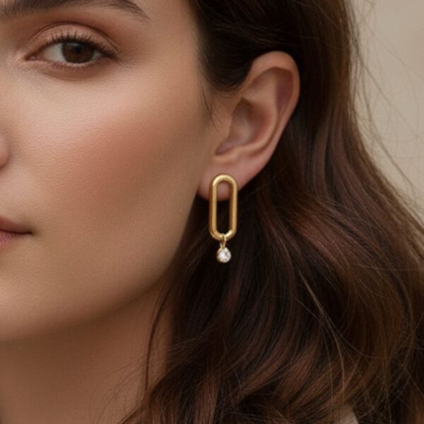 boucles d'oreilles plaqué or anneau avec zirconium blanc bijou élégant et discret