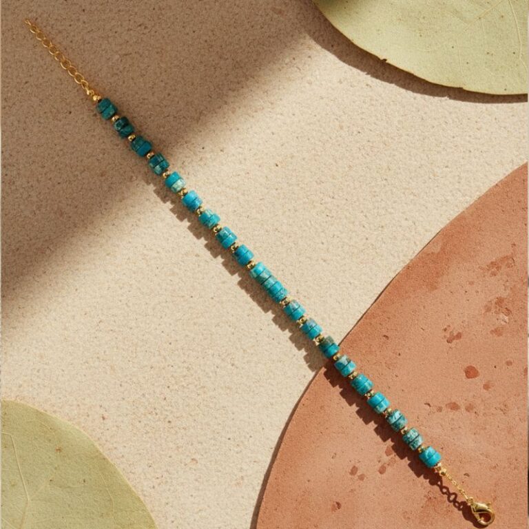 bracelet pour femme en plaqué or 18 carats avec pierre jaspe bleu bracelet pour femme en plaqué or 18 carats avec pierre jaspe bleu