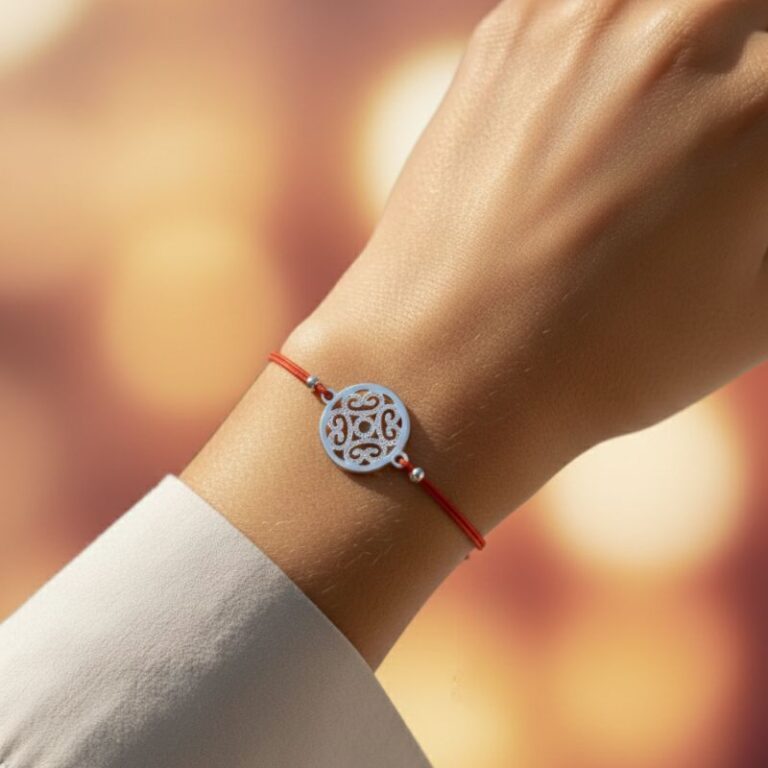 bracelet lien élastique et médaille argent 925 motif arabesque