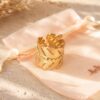 bague motif feuille en acier inoxydable doré