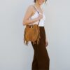 sac tessa daim couleur camel avec franges latérales