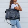 sac à main format a4 avec bandoulière cuir brossé couleur noir