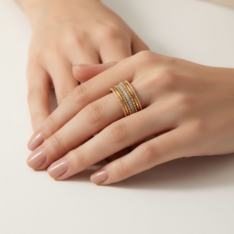 bague semainier élégante en plaqué or 18 carats, décorée de zirconiums bleus étincelants