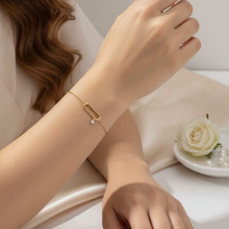 Bracelet plaqué or femme avec zirconium chic Zosha Collection