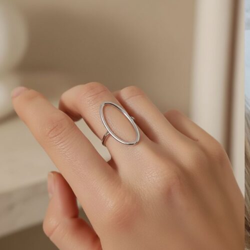bague pour femme en argent 925 rhodié forme ellipse