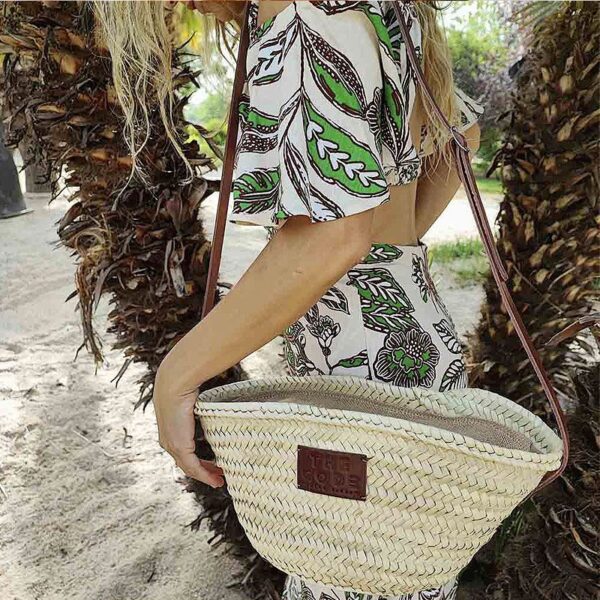 panier paille et cuir mallorca