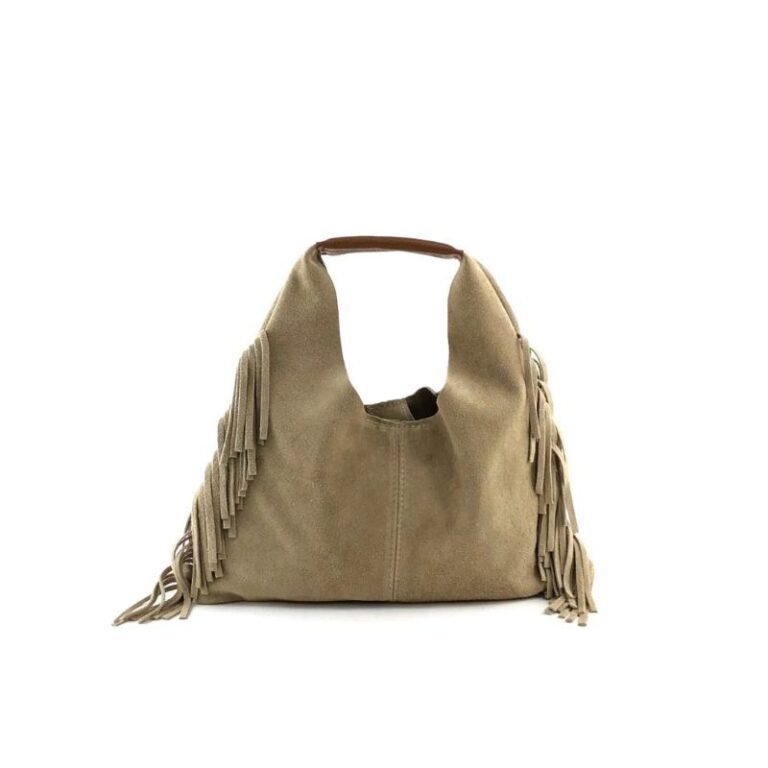 Mini sac demi lune à franges Giordana