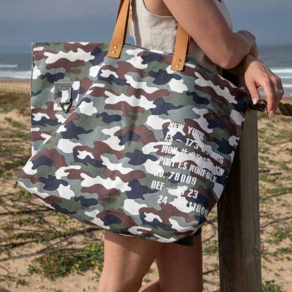 cabas de plage xxl toile camouflage