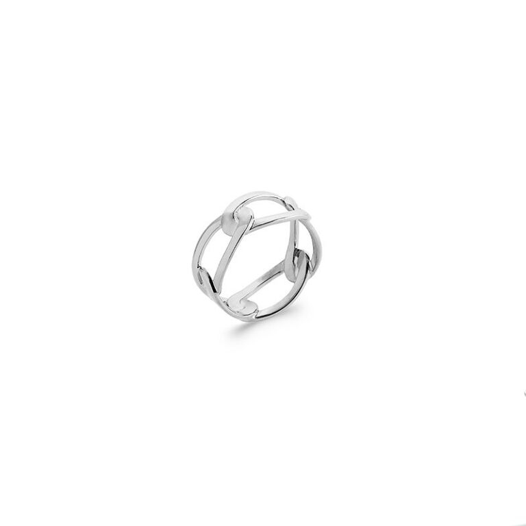 bague pour femme en argent 925 rhodié anneau composé de gros maillons