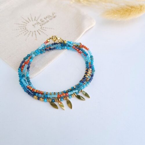 Bracelet multitours Tie & Dye bleu/orange