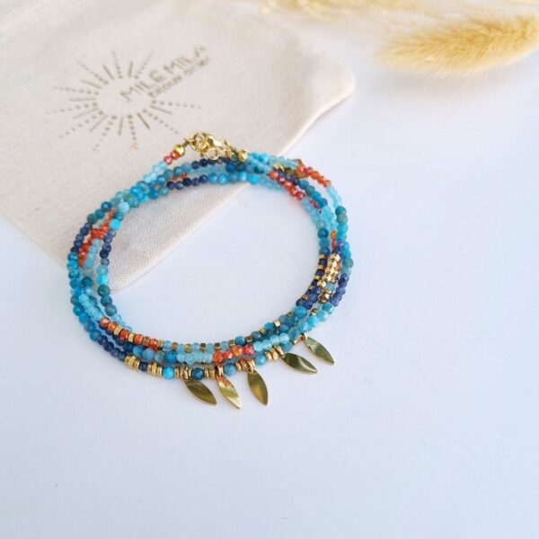 Bracelet multitours Tie & Dye bleu/orange