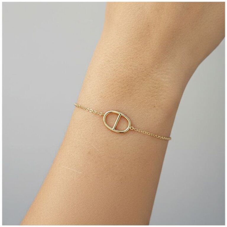 bracelet plaqué or 18 carats pour femme maille marine stylisée CD