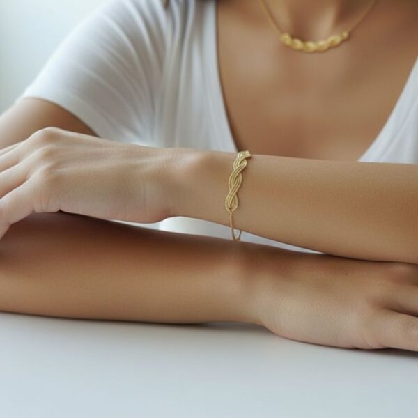 Bracelet tressé torsadé en plaqué or pour femme