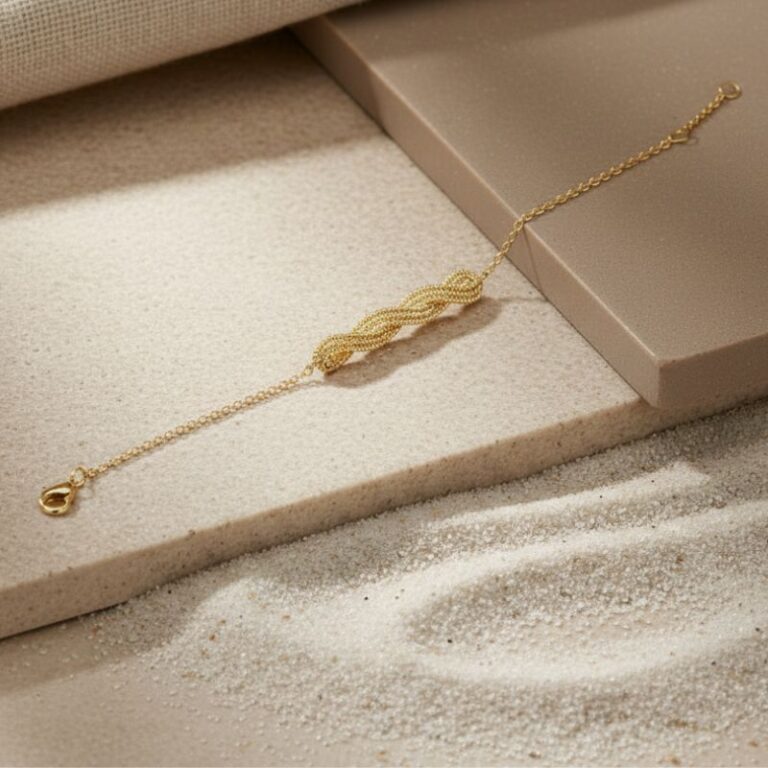 Bracelet pour femme tressé torsadé en plaqué or