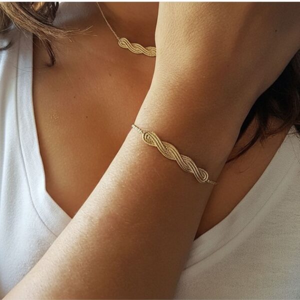 Bracelet tressé torsadé en plaqué or
