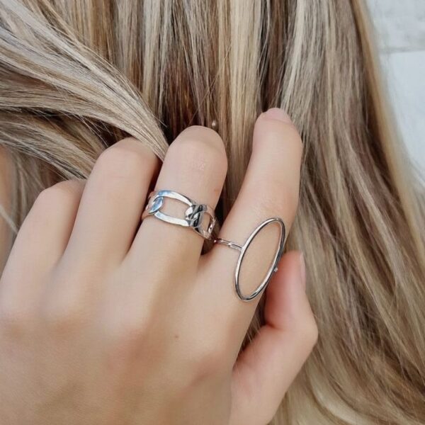 bague pour femme en argent 925 rhodié anneau composé de gros maillons