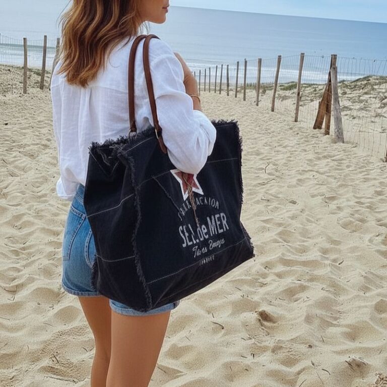 grand sac de plage sel de mer couleur noir