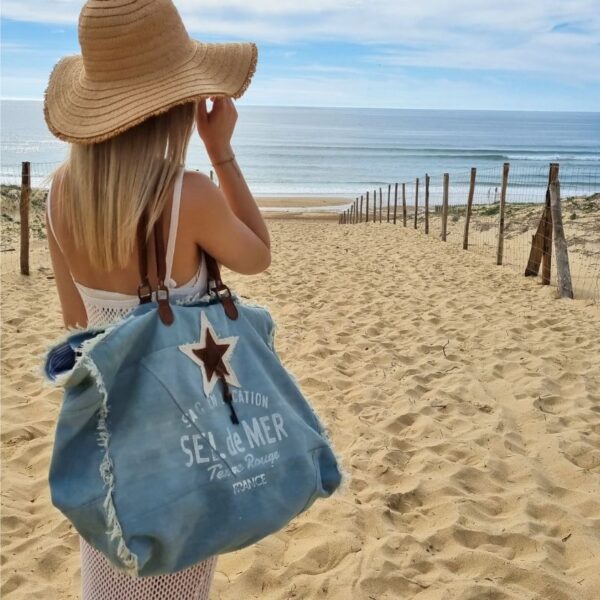 sac de plage toile denim xl