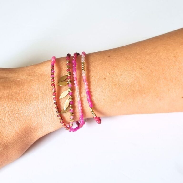 bracelet multitours quartz rose mile mila