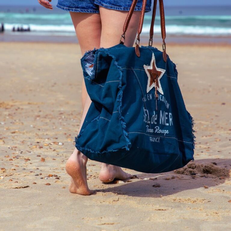 sac cabas de plage xl sel de mer bleu petrole