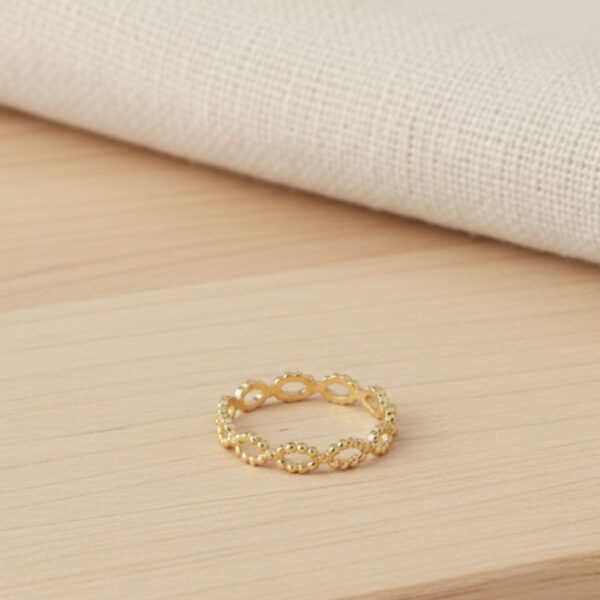 bague fine pour femme en plaqué or 18 carats maillage boule