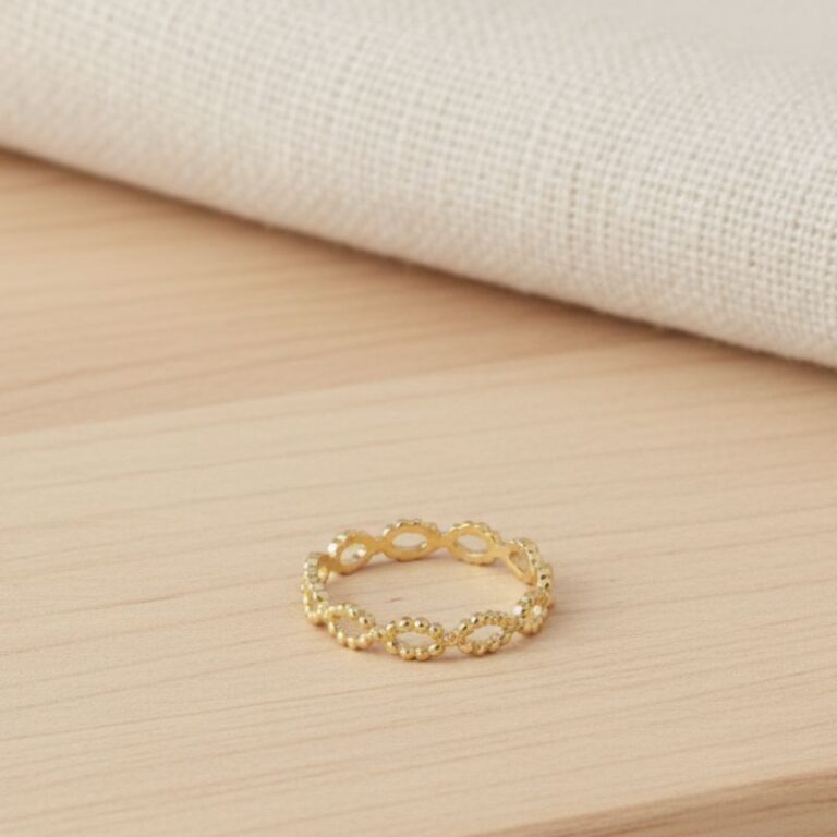 bague fine pour femme en plaqué or 18 carats maillage boule