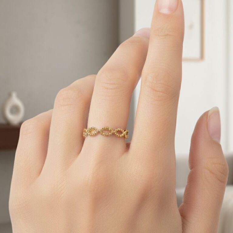 bague fine pour femme en plaqué or 18 carats maillage boule