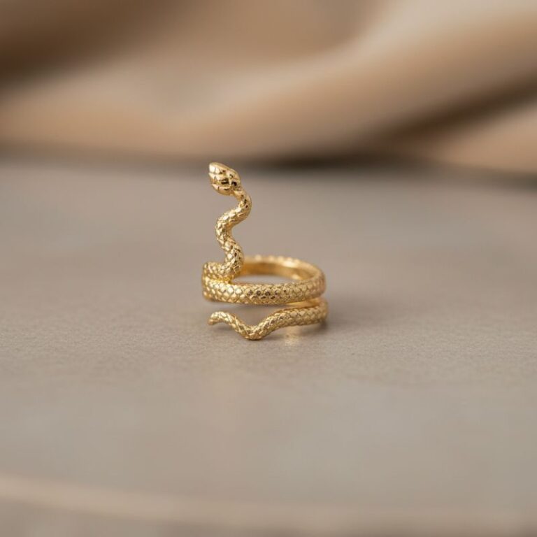 bague d'oreille motif serpent en plaqué or 18 carats