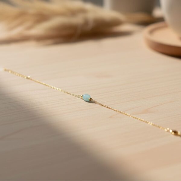 bracelet en plaqué or 18 carats pour femme avec pierre ovale en amazonite