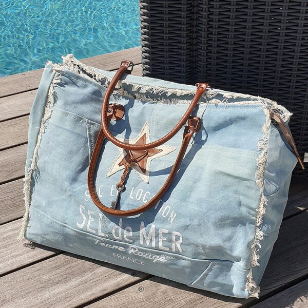 sac plage toile Denim terre rouge