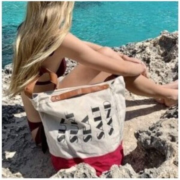 sac de plage ou piscine bicolore imprimé Sea Surf Salt Sand