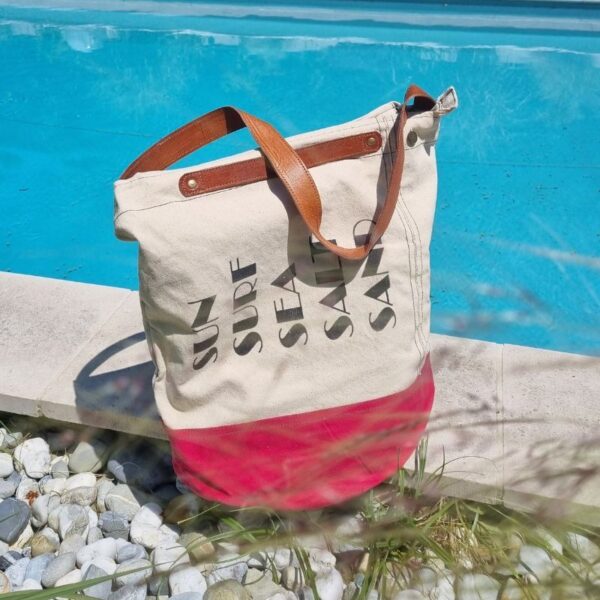 sac de plage ou piscine bicolore imprimé Sea Surf Salt Sand