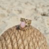 bague ajustable acier inoxydable double rang pierre quartz rose mile mila