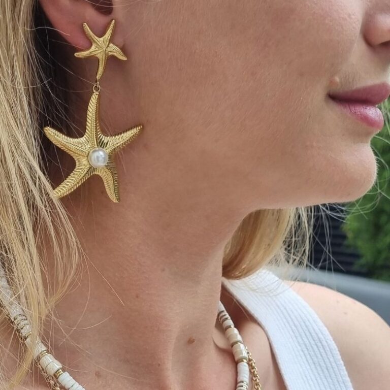 boucles d'oreilles étoile de mer & nacre mile mila bijoux